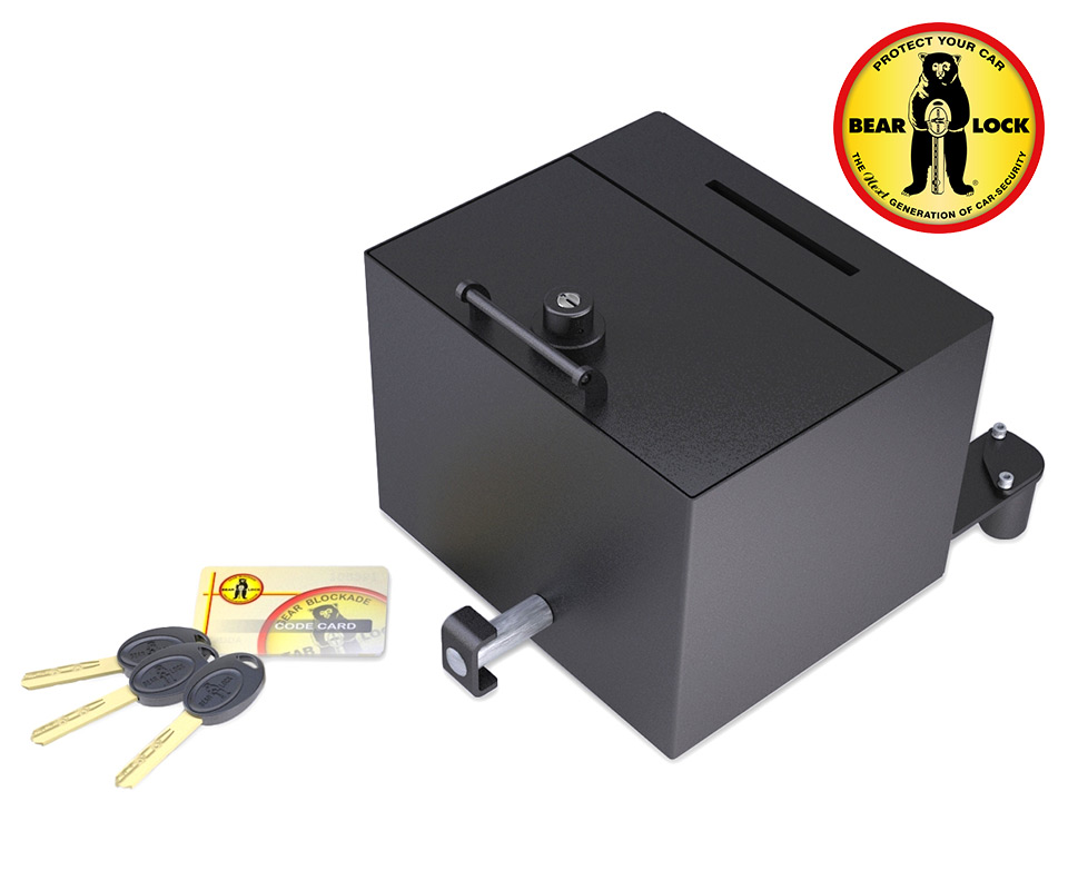 Safe-Box Bear-Lock (Tresor, Schließfach), einzeln aus gehärtetem Stahl, mit Einwurföffnung (Einwurfschlitz), mit drei Schlüssel und Codekarte