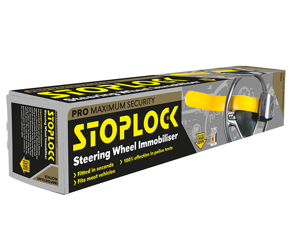 Lenkradkralle Stoplock HG-149-00 Pro von Saxon (gelb), Verpackung